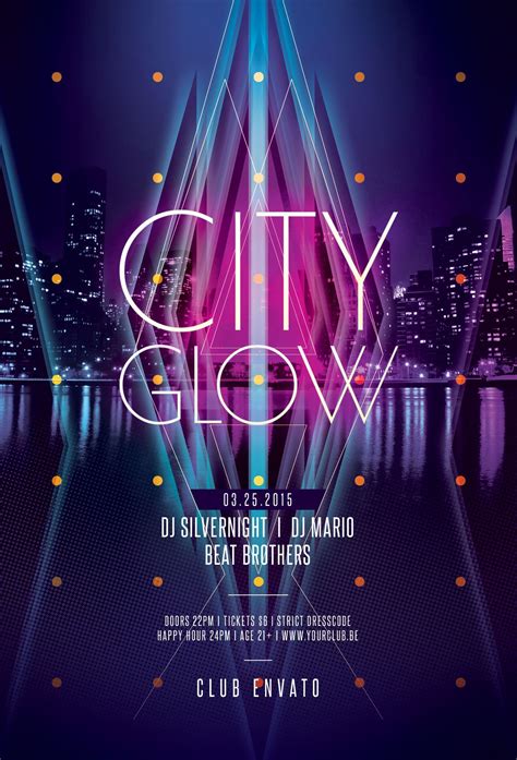 City Glow Flyer Template. Download PSD file - $6 Typography Poster ...