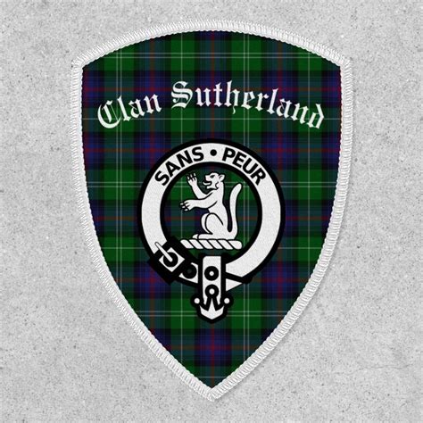 Clan Sutherland Crest & Tartan Iron On Patch | Zazzle.com