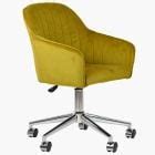 Lule Green Leather Swivel Office Desk Chair Chrome Base