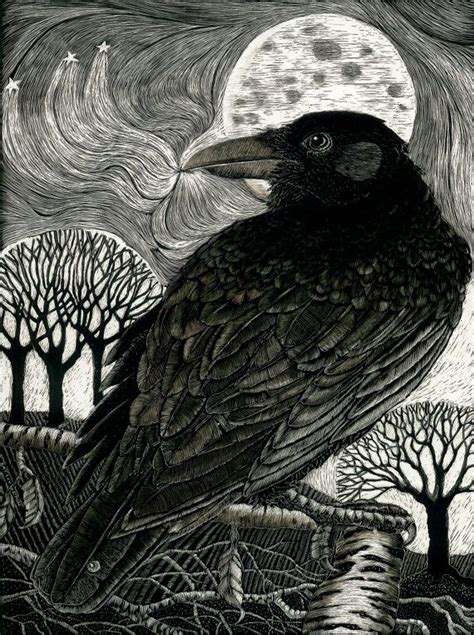 Raven Moon Art Print reproduction from original by KayLeverton, £35.00 | Moon art, Crow art ...