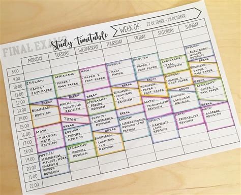 Pin by aisha on study inspo | School timetable, College printables, Study tips college