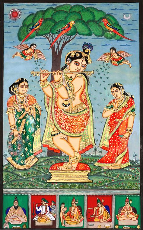 Krishna with Rukmini and Satyabhama