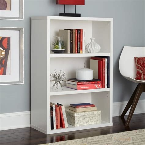 3 Shelf White Bookcase / Modern Staggered 3-Shelf Manor Bookcase, White - Christies ... : Maybe ...