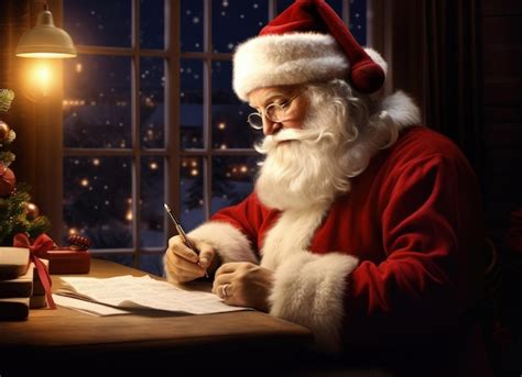 Premium AI Image | Santa claus writing gift list christmas holiday ...