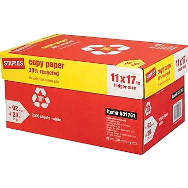 Staples® 30% Recycled Copy Paper, 11" x 17", Case | Staples®