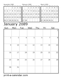 Download 2089 Printable Calendars