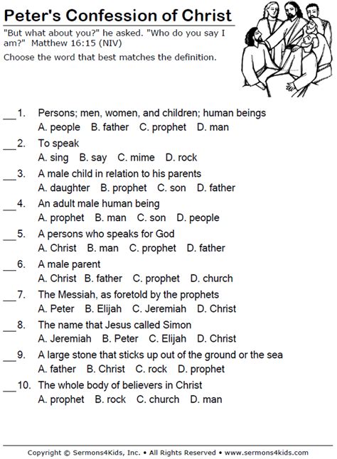 Peter's Confession of Christ Multiple Choice | Sermons4...