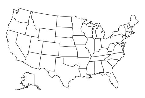 50 States Printable Out Maps | Printablee | Us state map, United states map, State map