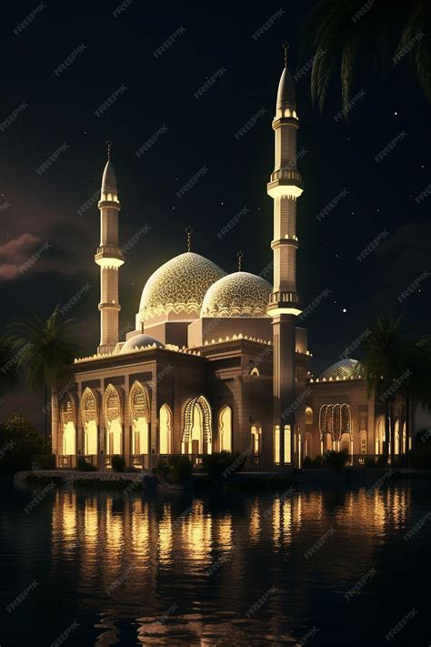 Premium AI Image | The night sky and the mosque