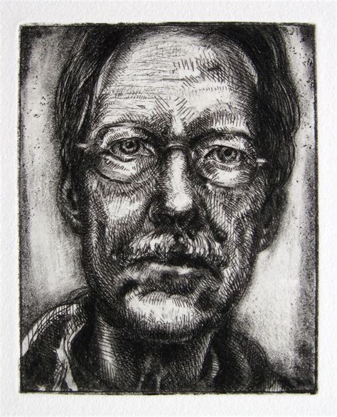 Christopher Hickey, Self Portrait, Fourth State, etching, 5"h. x 4"w. | Etching, Portrait artist ...