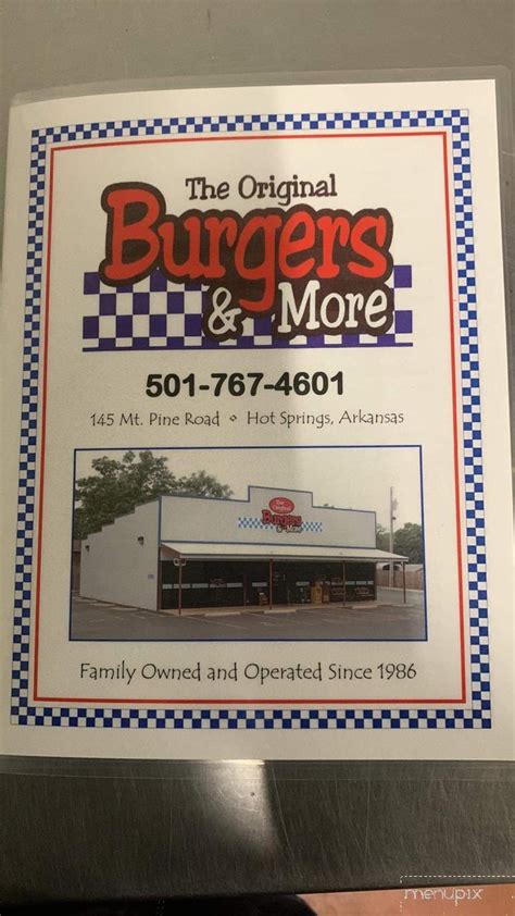 Menu of Burgers & More in Hot Springs, AR 71913