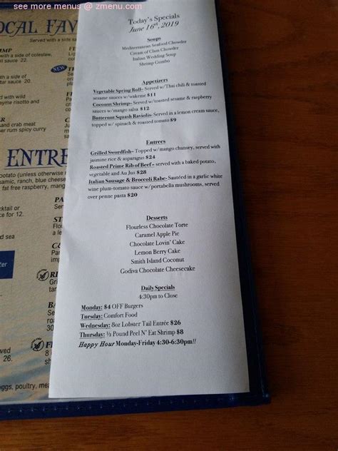 Menu at Schaefer's Canal House restaurant, Chesapeake City, 208 Bank St