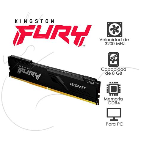 MEMORIA RAM DDR4 3200MHZ 8GB FURY BEAST KINGSTON NEGRO | Oechsle - Oechsle