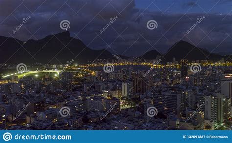 Rio de Janeiro by night stock image. Image of metropolis - 132691887