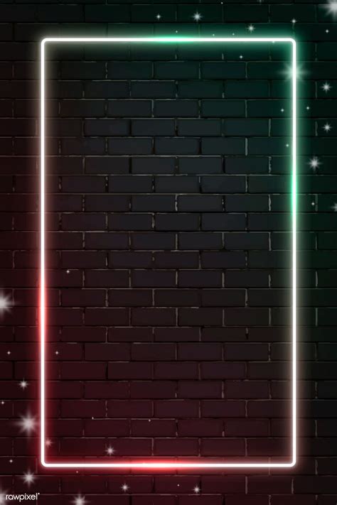 Rectangle blink neon frame on brick wall background vector | premium image by rawpixel.com ...