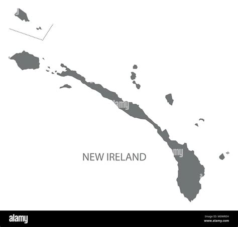 New Ireland map of Papua New Guinea grey illustration silhouette shape ...