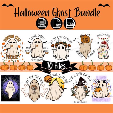 Halloween Ghost Svg, Ghost SVG Bundle, Cute Halloween Svg, Spooky Ghost ...