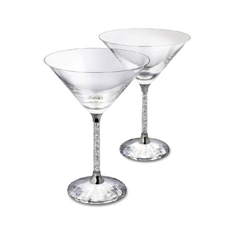 Pair Of Diamante Filled Stem Martini Cocktail Glasses By Diamond Affair