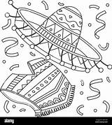 Cinco De Mayo Sombrero Poncho Coloring Page Stock Vector Image & Art  sketch template