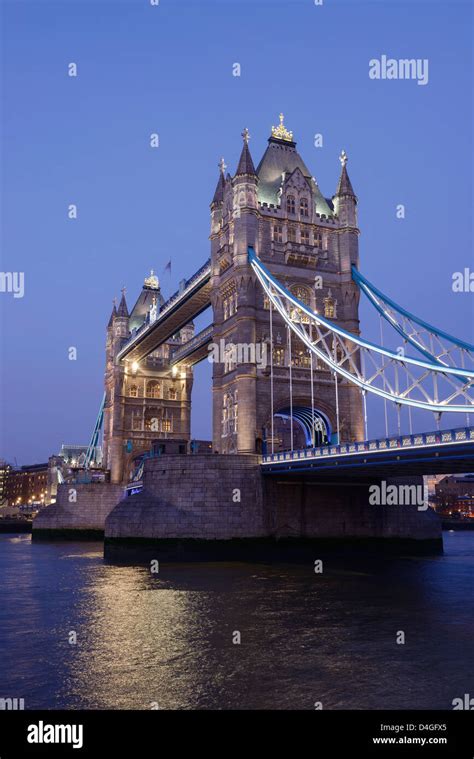 Tower Bridge at night London UK Stock Photo - Alamy