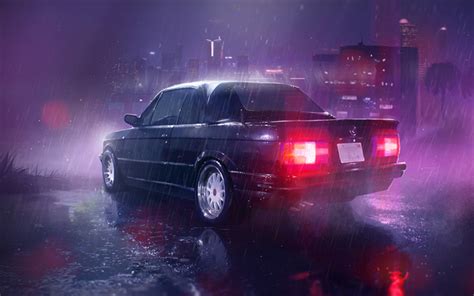 Download wallpapers BMW M3, E30, rain, night, black M3, german cars, BMW for desktop free ...