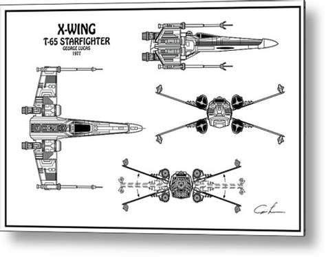 Diagram Illustration for the T-65 X-Wing Starfighter from Star Wars Metal Print by SP JE Art ...