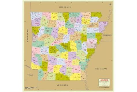 Arkansas Zip Code Map With Counties | Zip code map, County map, Map