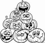 Halloween Pumpkins Emotions Coloring Page Printable sketch template