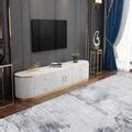Modern White Long 86 Inch TV Stand with 4 Drawers-Homary