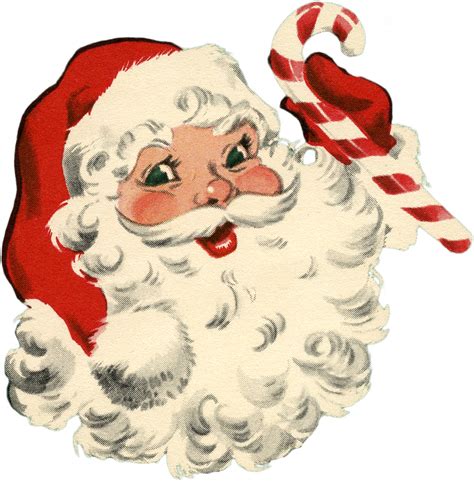 Vintage Santa with Candy Cane Image! - The Graphics Fairy