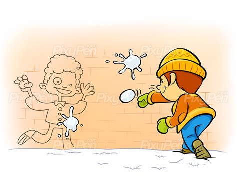 Snowball fight exercise - Vector Illustration • PixyPen