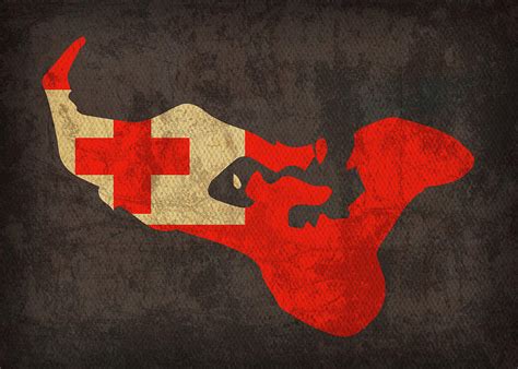 Tonga Country Flag Map Mixed Media by Design Turnpike - Pixels