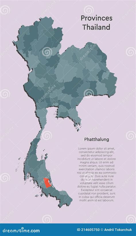 Asia Country Thailand Map and Province Phatthalung Stock Vector ...