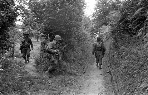 Infantrymen passing hedgerow landscape Normandy | World War II History | Scoopnest