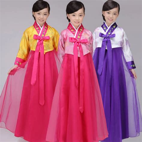 Autumn children hanbok dress girl korean hanbok costumes kids korean traditional dance costume ...