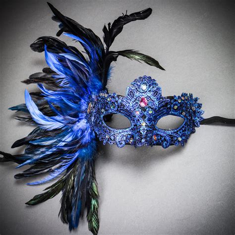 Luxury Venice Women Carnival Masquerade Venetian Mask with side Feather ...