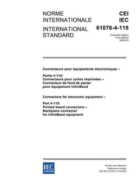 IEC 61076-4-115:2003 - Connectors for electronic equipment - Part 4-115: Printed board connectors