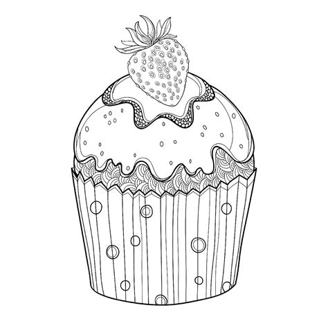 Cupcake with many details - Cupcakes And Cakes Kids Coloring Pages - Page page/