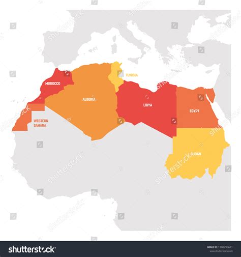 North Africa Region Map Countries Northern Stock Vector (Royalty Free ...