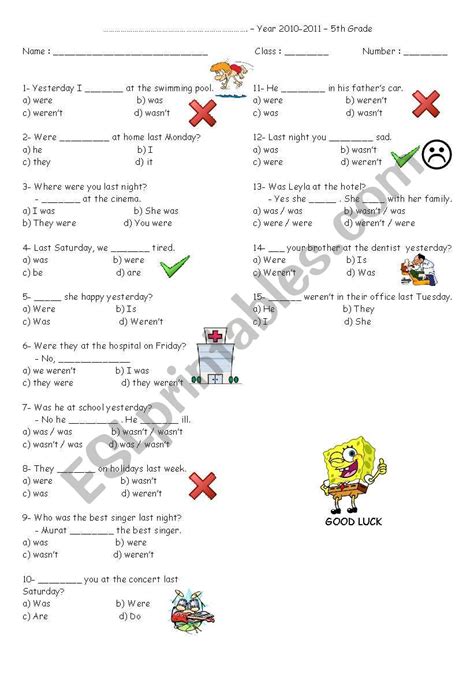 Quiz - Was or Were - ESL worksheet by Aline37