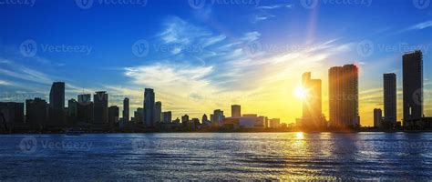 Miami city skyline panorama at dusk 821869 Stock Photo at Vecteezy