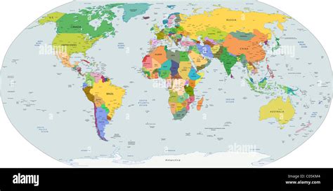 Global political map of the world, capitals and major city included ...