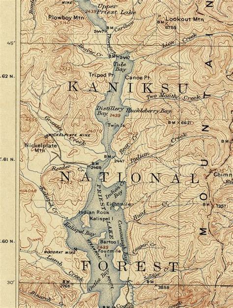 1913 Map of Priest Lake | Priest lake idaho, Lake, Priest