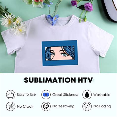 HTVRONT Clear HTV Vinyl for Sublimation 12" X 8FT - Clear Sublimation Vinyl Matte High Transfer ...