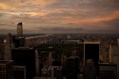 Aerial View Central Park New York Sunset Stock Photo - Image of aerial ...