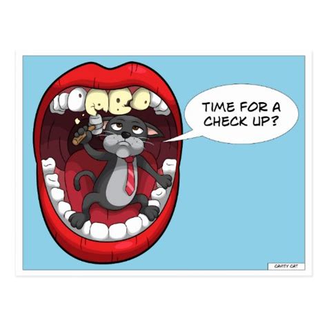 Cartoon Cavity Cat Tooth Decay Dentist Postcard | Zazzle