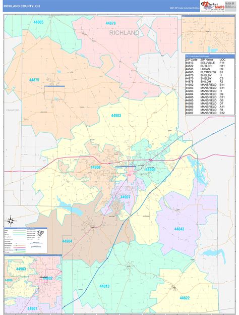 Richland County, OH Wall Map Color Cast Style by MarketMAPS - MapSales.com