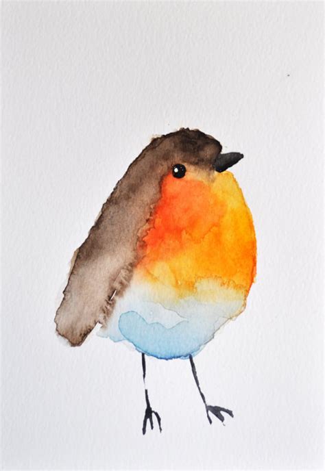 ORIGINAL Watercolor painting Cute Robin / watercolor | Etsy