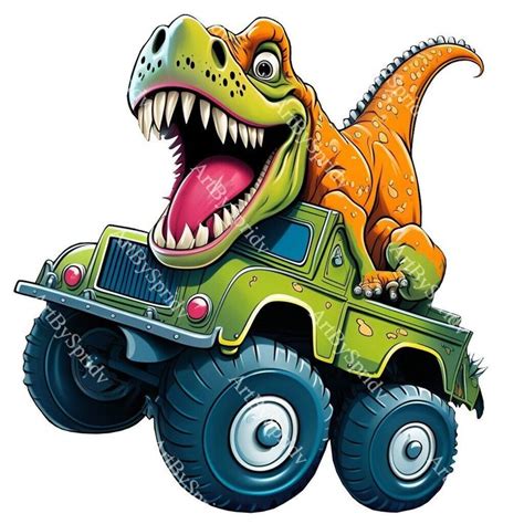 T-rex Dinosaur on Monster Truck Sublimation Clipart - Etsy in 2023 | Dinosaur images, Dinosaur ...