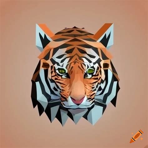 Minimalistic tiger logo in low poly style on Craiyon